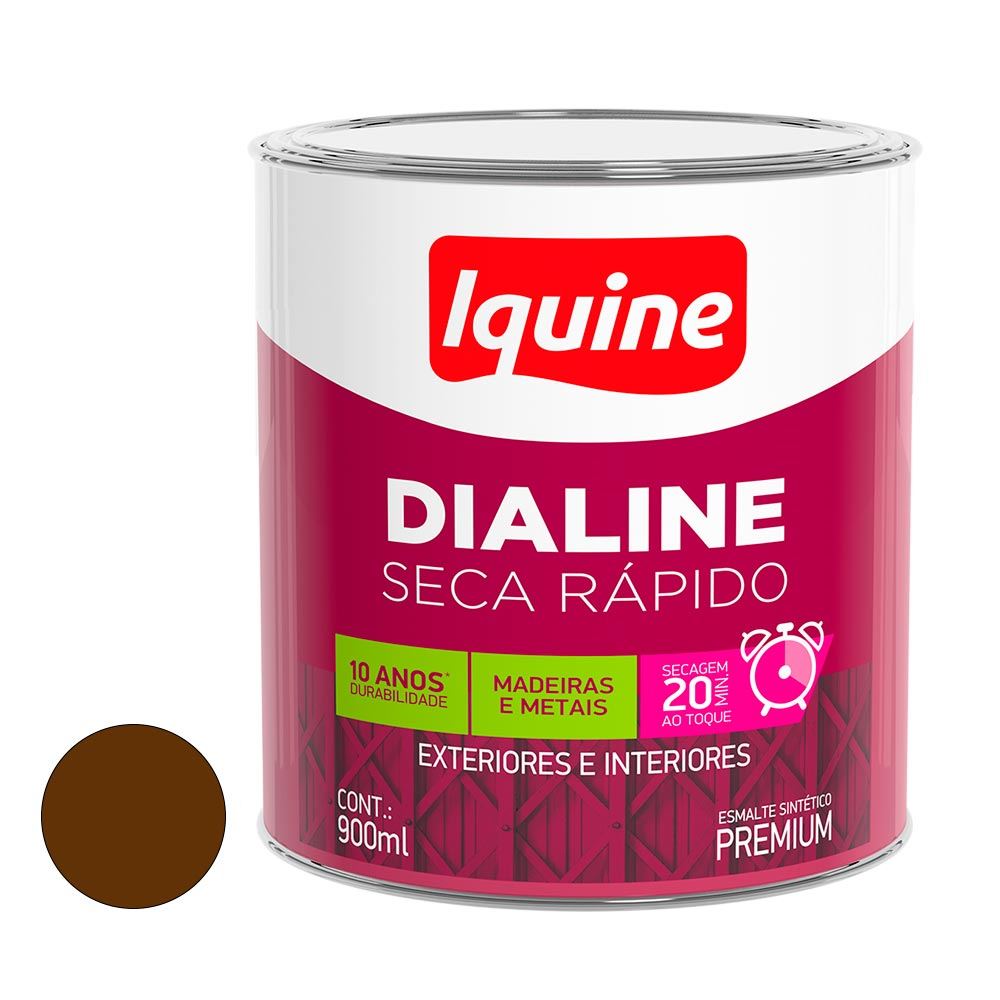 Tinta Esmalte Sintético Brilhante Dialine Secagem Rápida 0,9L Tabaco  Iquine / Ref. 62202904