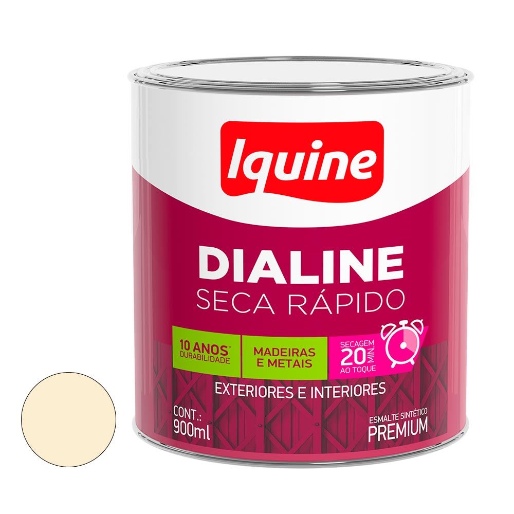 Tinta Esmalte Sintético Brilhante Dialine Secagem Rápida 0,9L Pérola  Iquine / Ref. 62201904