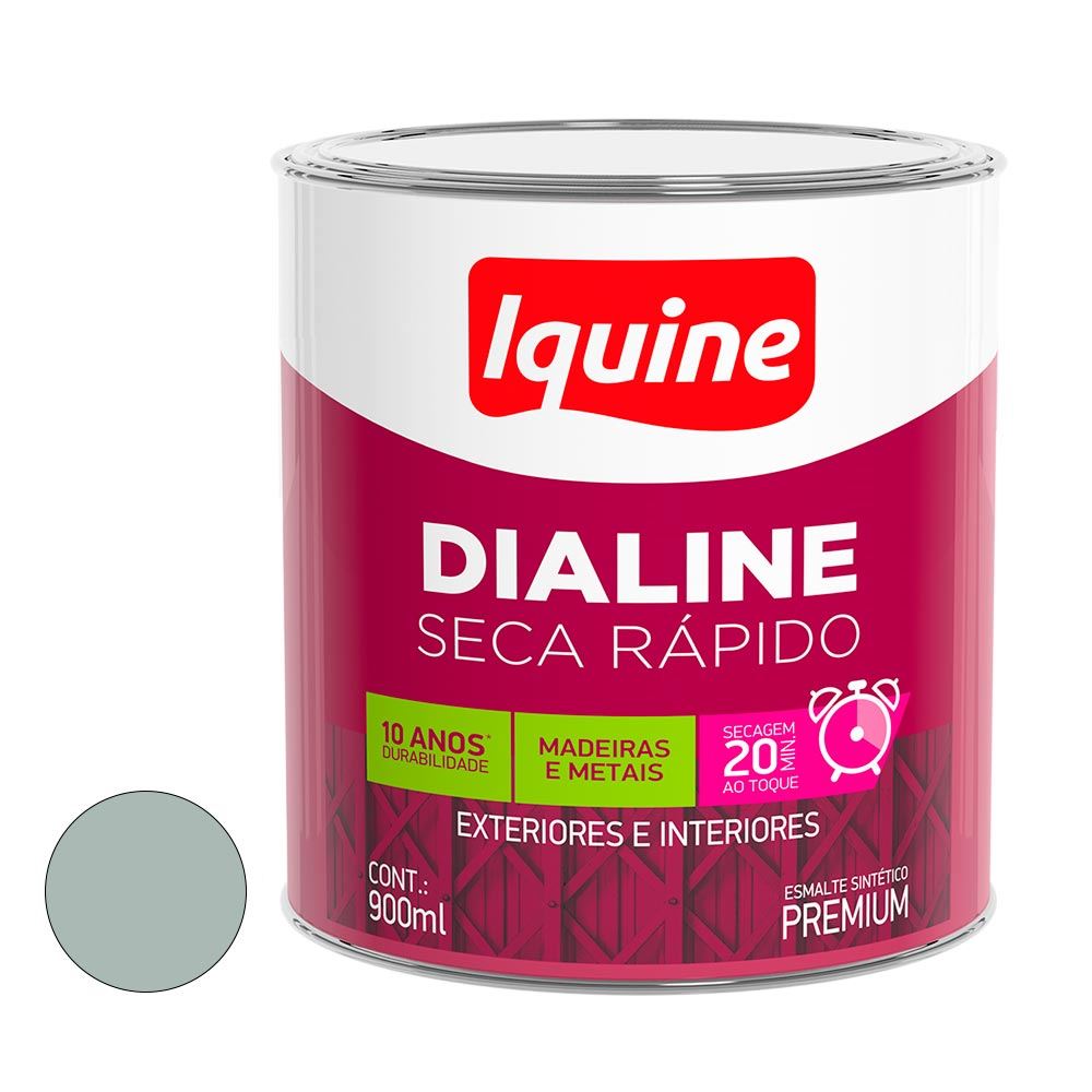 Tinta Esmalte Sintético Brilhante Dialine Secagem Rápida  0,9L Platina Iquine / Ref. 62200604