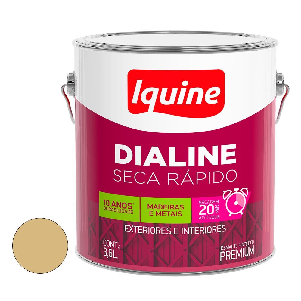 Tinta Esmalte Sintético Brilhante Dialine Secagem Rápida 3,6 Litros Creme  Iquine / Ref. 62202101