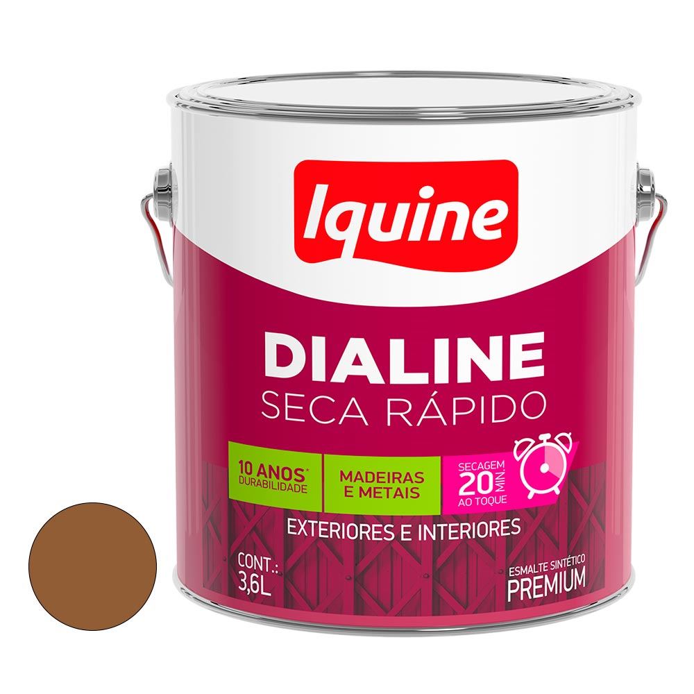 Tinta Esmalte Sintético Brilhante Dialine Secagem Rápida 3,6 Litros Marrom Conhaque  Iquine / Ref. 62202701