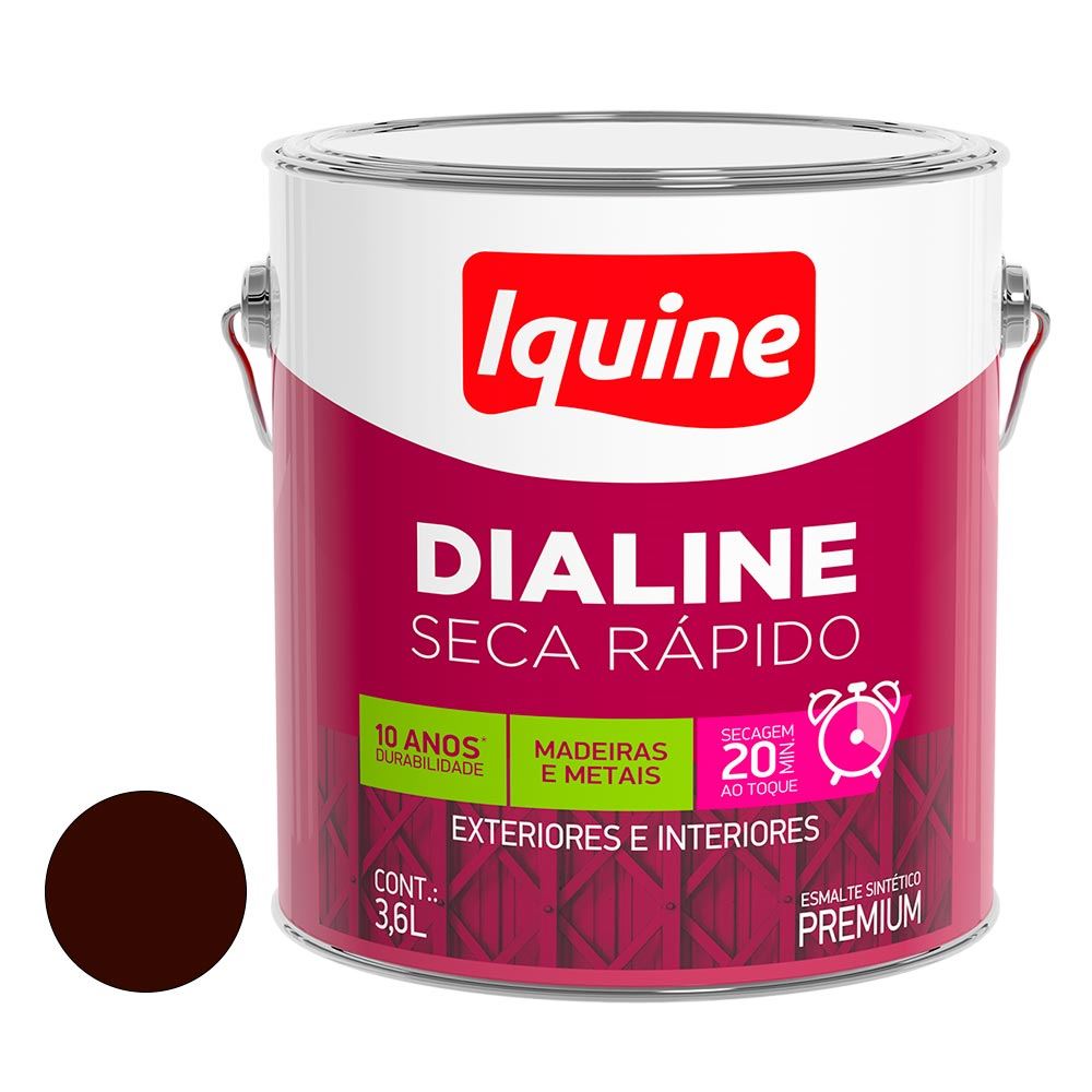 Tinta Esmalte Sintético Brilhante Dialine Secagem Rápida 3,6 Litros Vermelho Vinho  Iquine / Ref. 62204601