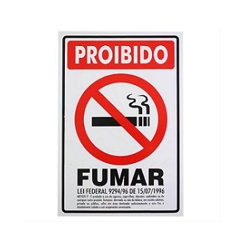 Placa PVC 30x20cm Proibido  Fumar Lei - Ref. 250AW - SINALIZE
