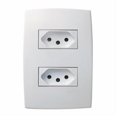 Tomada Plus 4x2 2P+T 2 Tomadas PB 10A Branco - Ref. 615075 - PIAL