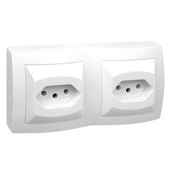 Tomada Módulo Duplo 2P + T 10A Sistema X Branco PIAL / REF. 675062