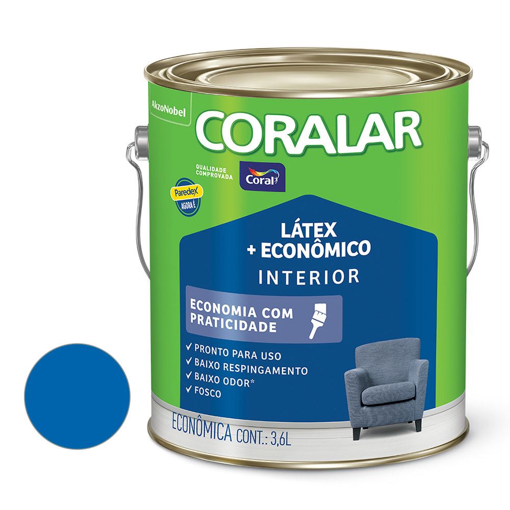 Tinta Acrílica Fosca 3,6 Litros Coralar mais Econômico Azul Espacial CORAL / REF. 5202051
