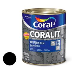 Tinta Esmalte Sintético Brilhante Coralit Antiferrugem 900ML Preto CORAL/ REF. 5203033