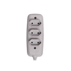 Tomada Barra Tripla 10A Cinza - Ref.1633 - ILUMI