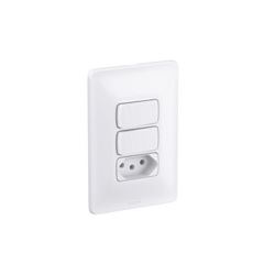 Interruptor 4x2 2 Teclas Paralelo + Tomada 10A Zeffia Branco - Ref. 680115 - PIAL