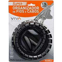 Organizador Plástico 1,5m para Fios e Cabos 16mm Preto - Ref. 4060 - BEMFIXA