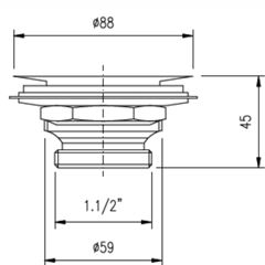 Válvula para Pia Americana de Cozinha em Metal com Cesta Cromada 3.1/2, 1.1/2 ROCA / REF. B5830C5CRB
