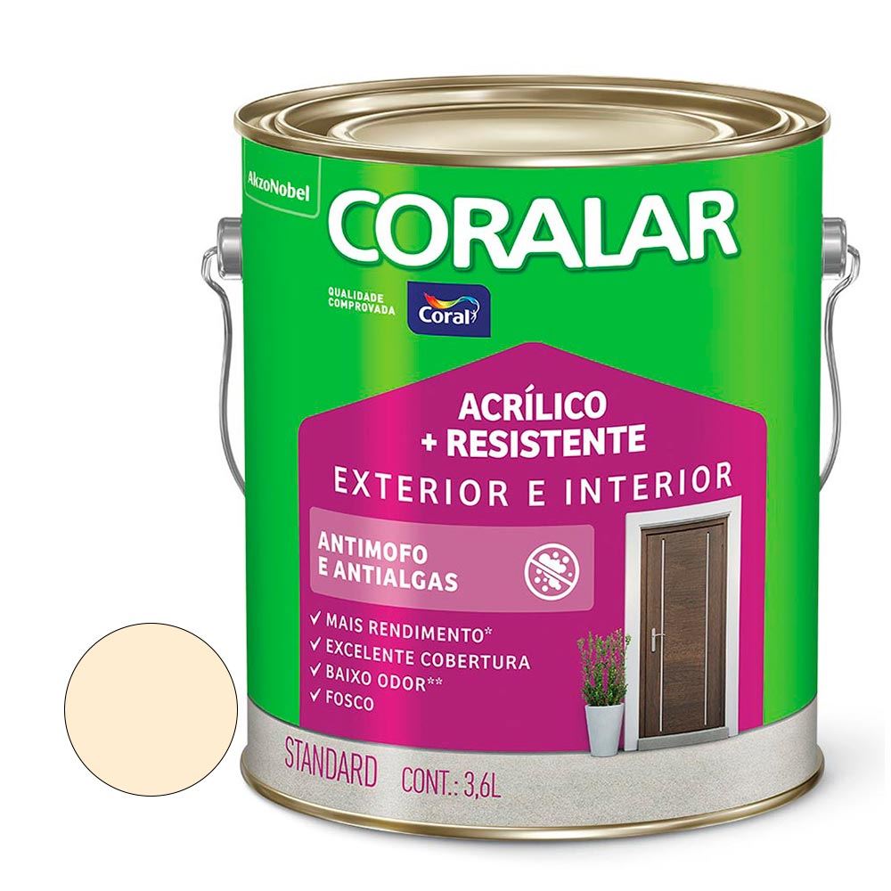 Tinta Acrílica Fosca 3,6L Coralar mais Resistente Marfim CORAL / REF. 5207306