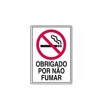  Placa PVC 20x30cm Obrigado Por Não Fumar - Ref. 250AK - SINALIZE