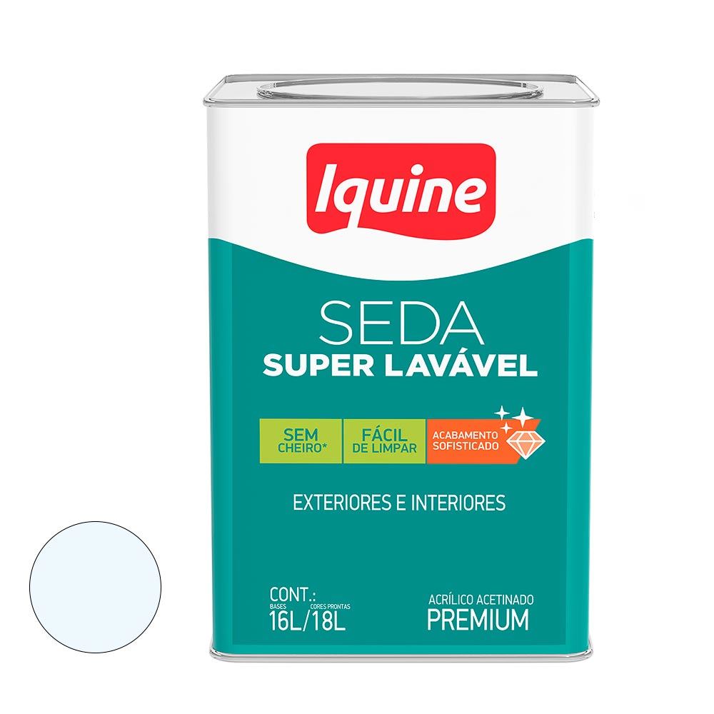 Tinta Acrílica Acetinada 18L Seda Super Lavavel Branco Neve IQUINE / REF. 262300205