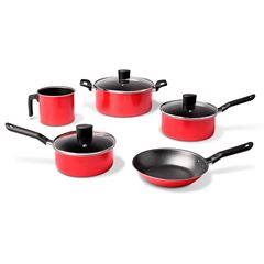 Jogo de Panelas de Alumínio 5 Peças Garlic Vermelho BRINOX / REF. 7001/100
