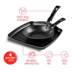 Conjunto de Grill e Frigideira 2 Peças Garlic Grafite BRINOX / REF. 7000/303