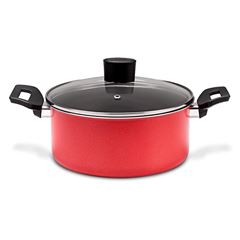 Caçarola em Alumínio 20cm Antiaderente com Tampa Garlic Vermelha - Ref.7001/359 - BRINOX