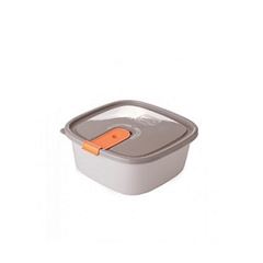 Pote Plástico 1 Litro Trio Quadrado Baixo Branco e Laranja - Ref.005993 - PLASUTIL