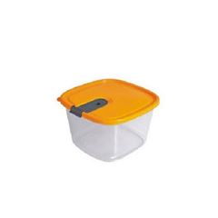 Pote Plástico Quadrado 600ml Alto Trio Branco/Laranja - Ref.005997 - PLASUTIL