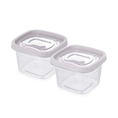 Conjunto de Potes de Plástico Quadrados Clic 2 Unidades 500ml Branco PLASÚTIL / REF. 002886-1899