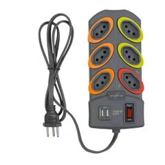 Filtro Bloqueador Stand By 6 Tomadas 2P+T+USB 10A - Ref.DN1795 - DANEVA