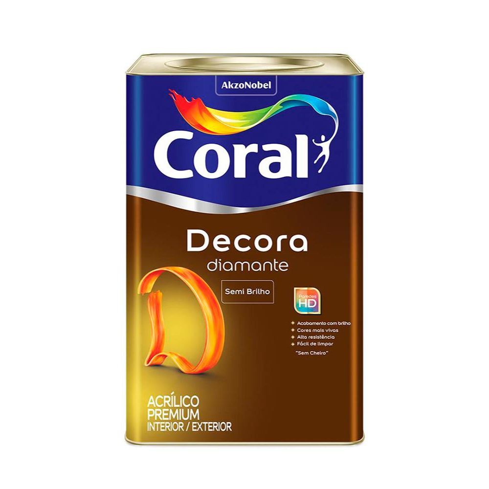 Tinta Acrílica Semibrilho Decora Diamante 18L Branco Gelo CORAL REF