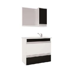 Gabinete Banheiro MDF Classic Com Espelho Grecia Branco e Preto 65x60cm - Ref. 882.10 - MGM