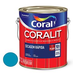 Tinta Esmalte Brilhante Coralit Secagem Rápida Azul Mar 3,6 Litros - Ref. 5202940 - CORAL 