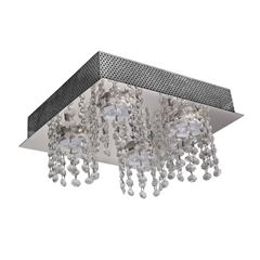 Plafon Aço 4x60w 25x25cm Iguaçu Quadrado Cristal - Ref.GP0804BPF - BRONZEARTE