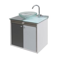 Gabinete Banheiro Cris-Duo 62,5x67cm Branco e Cinza CRISMETAL / REF. 902-4