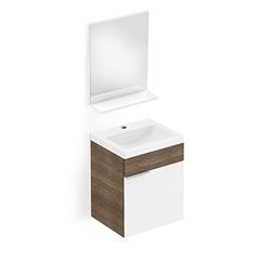Gabinete para Banheiro MDF Suspenso 41x34cm 1 Porta com Cuba e Espelho Like Branco e Wengue - Ref.B60001M210 - CELITE