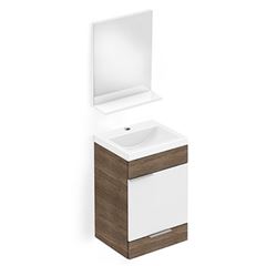 Gabinete para Banheiro MDF 41x34 com Gaveta e Porta Like mais Espelho Wengue Branco CELITE / Ref. B60004M210