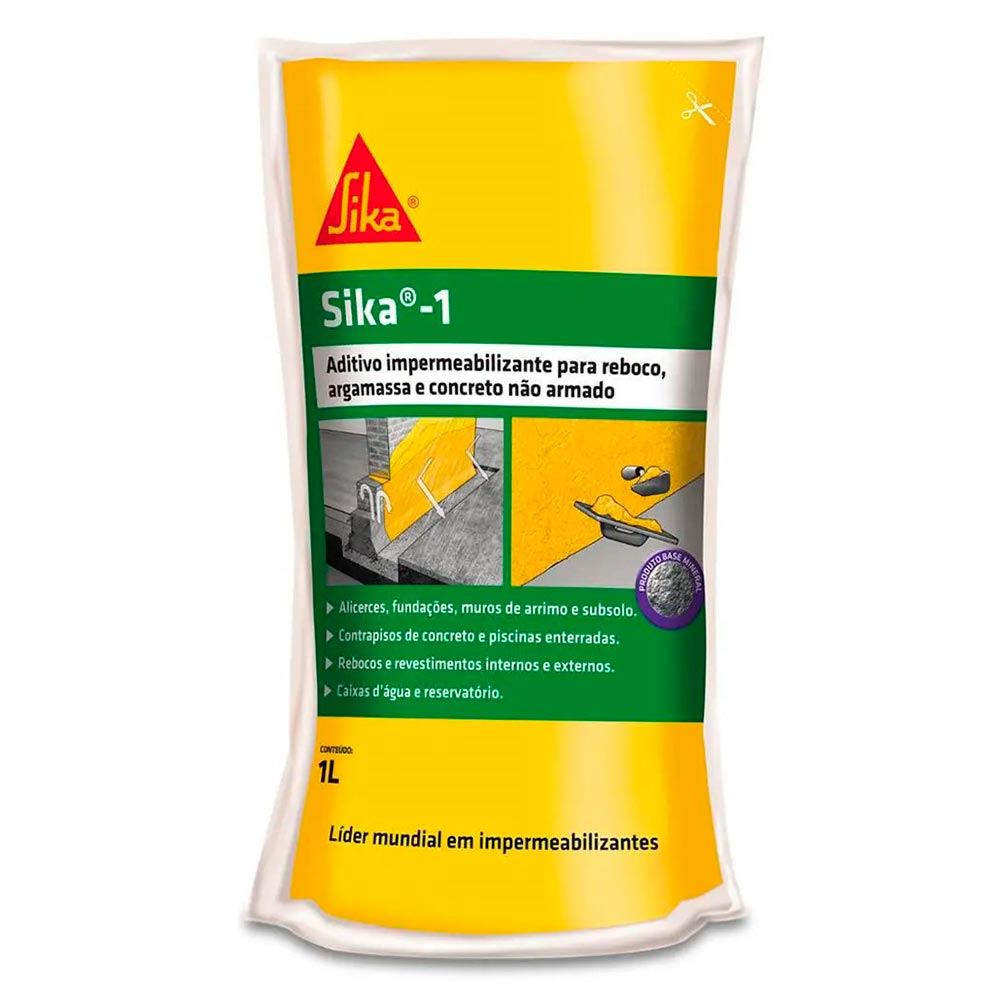 Impermeabilizante 1,0L Concreto Argamassa 1,05KG - Ref.428010 - SIKA1