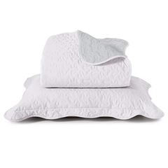 Colcha Algodão 220x240cm Casal Boutis Tingida Branco e Cinza - Ref. COBTTCBCB0001 - SANTISTA 