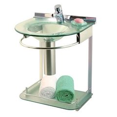 Lavabo de Vidro e Alumínio 50x46 com Espelho Cris-Mold Incolor - Ref.993 - CRISMETAL