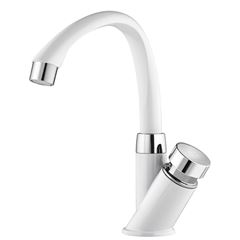 Torneira para Lavatório de Mesa Automática Bica Alta Móvel Branca com Cromado TIGRE / REF. 300000654