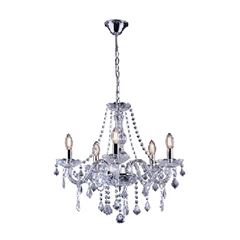 Lustre De Vidro Aço 5x40w Nice 5 Cristal Transparente - Ref. 140240012 - STARTEC