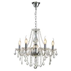 Lustre Cristal 5x40w Bivolt Ágata E14 Transparente - Ref. DI62753 - DILUX