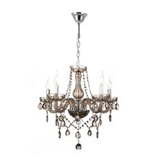 Lustre Cristal 5x40w Bivolt Âmbar E14 Conhaque - Ref. DI62845 - DILUX