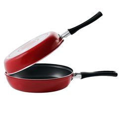 Omeleteira Garlic de Alumínio 750ml 18cm Vermelho BRINOX / REF. 7001/371