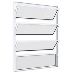 Basculante Alumínio 80x60 3 Sessões Vidro Mino Boreal Branco - Ref.9418.0 - RIOBRAS