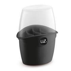 Porta Talher de Plástico com Tampa Preto Solido - Ref.UZ330-PR - UZ 