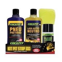 Kit Pit Stop 3x1 Shampoo Pneu Pretinho e Silicone - Ref. 10752 - COCKPIT