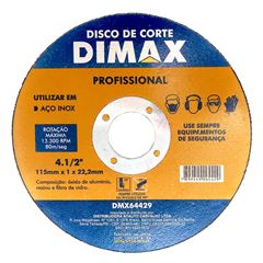 Disco Corte 41/2 Inox DIMAX / REF. DMX64429