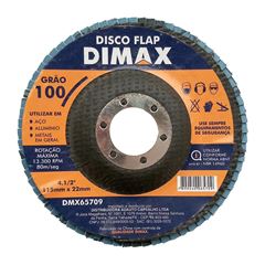 Disco Lixa Grão 100 115x22mm Flap DIMAX / REF. DMX65709