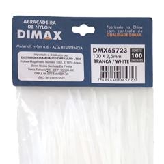 Abraçadeira de Nylon 100x2,5mm 100 peças Branca DIMAX / REF. DMX65723