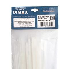 Abraçadeira de Nylon 400x4,8mm 30 Peças Branca DIMAX / REF. DMX65969