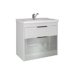 Gabinete para Banheiro Azaleia MDF Suspenso 56x59cm com 1 Porta 1 Gaveta e Cuba Branco - Ref.9927.34 - MGM