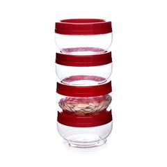 Conjunto Organizador de Plástico Gire e Trave 4 Unidades Vermelho PLASÚTIL / REF. 006481-6367