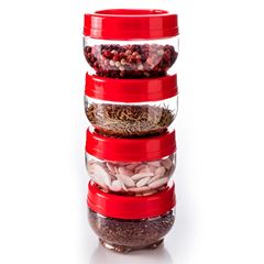 Conjunto Organizador de Plástico Gire e Trave 4 Unidades Vermelho PLASÚTIL / REF. 006481-6367